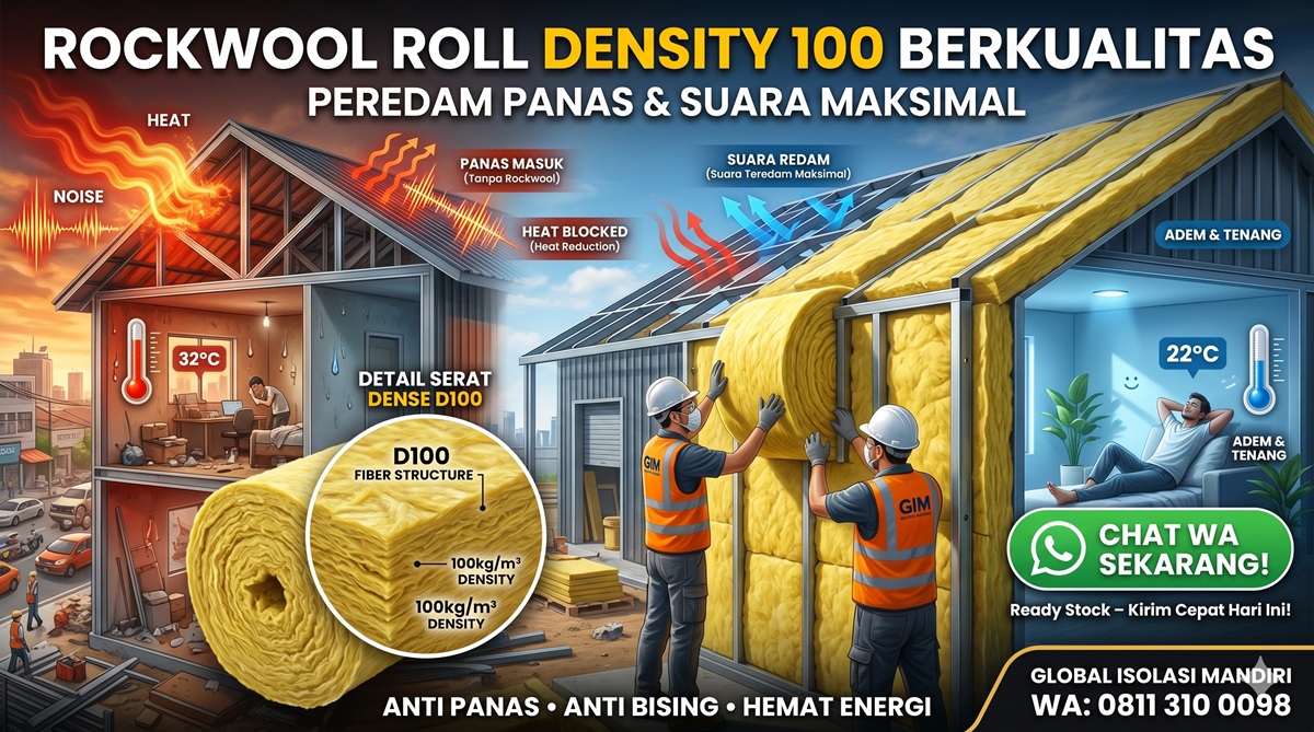 JUAL ROCKWOOL ROLL DENSITY100 BERKUALITAS 1 JUAL ROCKWOOL ROLL DENSITY100