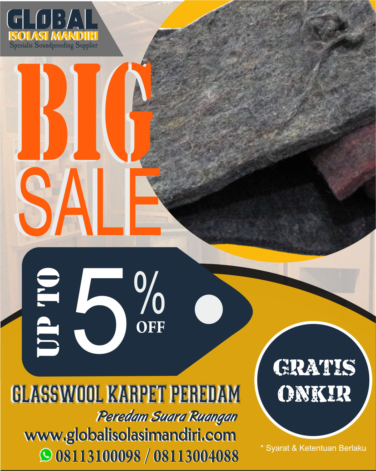 Glasswool Karpet 10mm