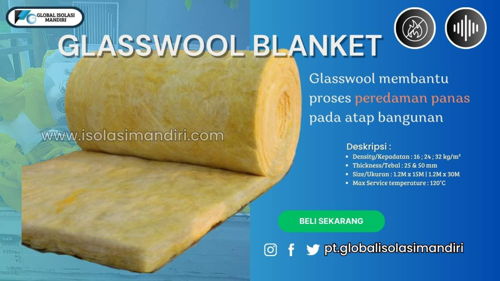 Harga Glasswool Blanket D16 Tebal 25mm 