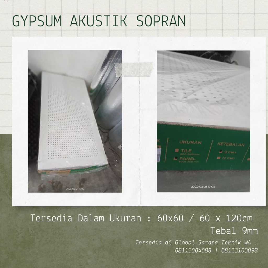 Gypsum Akustik Sopran 9mm Super Jayaboard