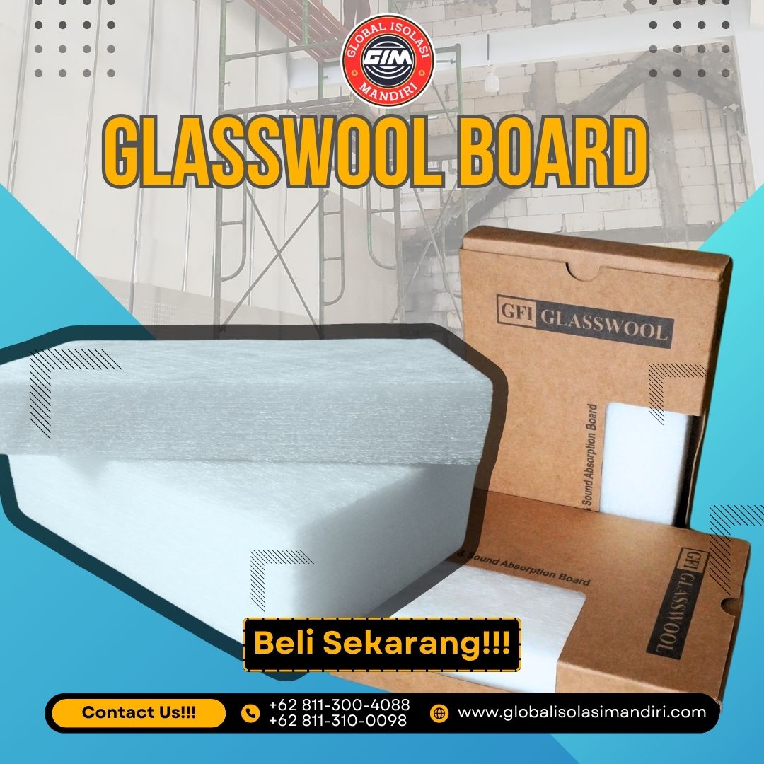 Jual Glasswool Board Putih Peredam Partisi Ruangan Tebal 50mm Terbaik