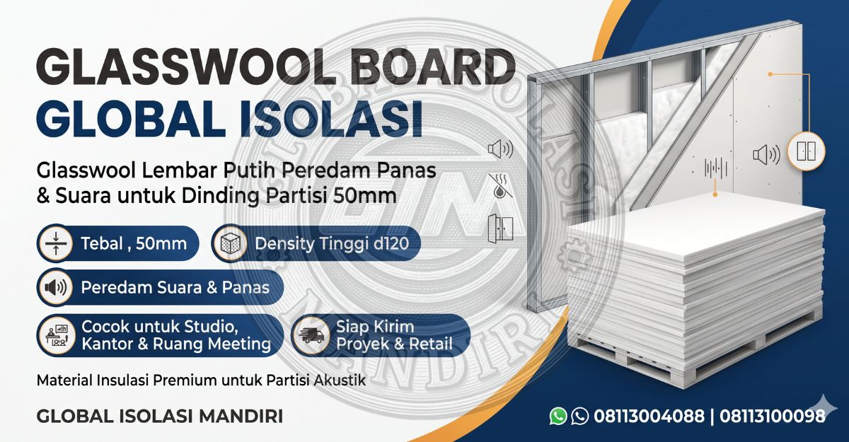 Supplier Glasswool Lembar Putih Peredam Dinding Partisi Murah & Berkualitas D120 1 Supplier Glasswool Lembar Putih Peredam