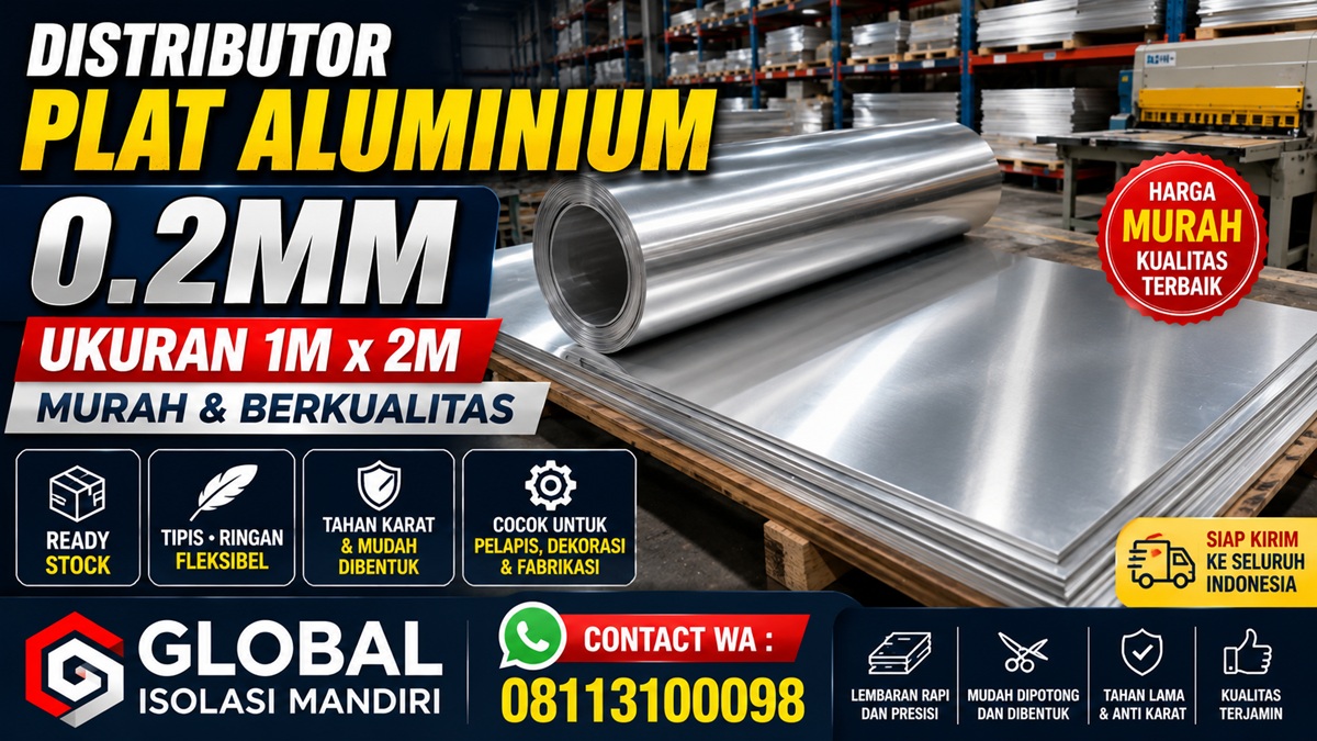 Distributor Plat Aluminium 0.2mm 1m x 2m - Murah 1 Distributor Plat Aluminium 0.2mm