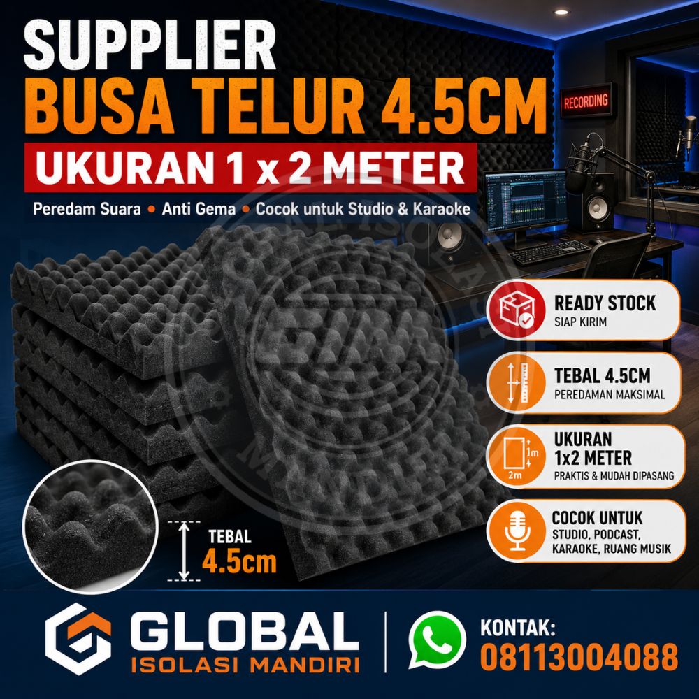 Busa Telur 1m x 2m Tebal 4.5cm Solusi Akustik Murah & Praktis 1 Busa Telur 1m x 2m