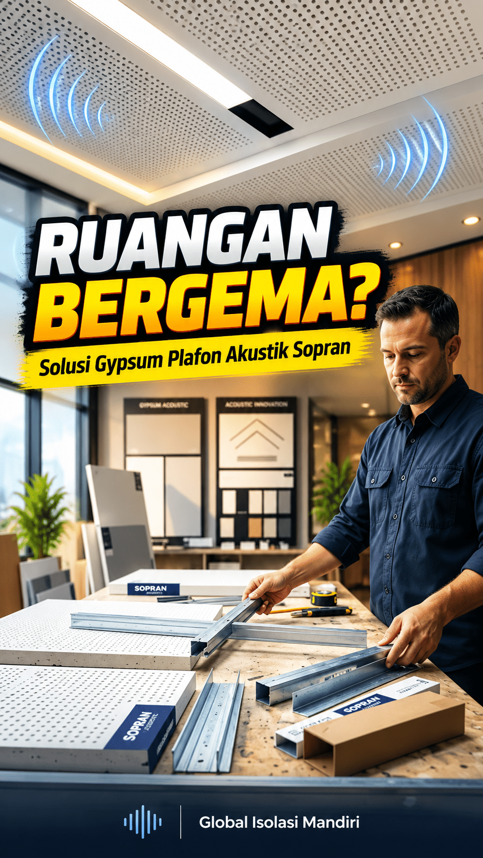 Ruangan Minimalis Tapi Bergema? Gypsum Plafon Akustik Sopran 9mm Solusinya! 1 Gypsum Plafon Akustik Sopran